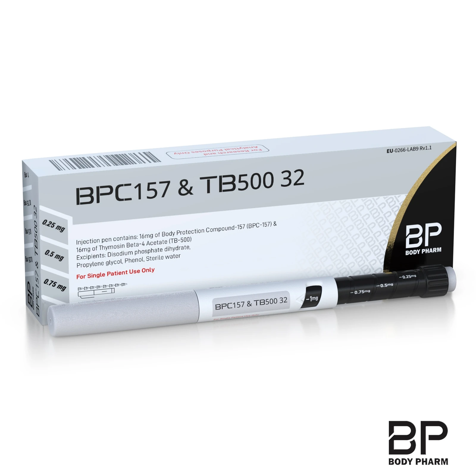 BPC-157 & TB-500 research pen carton, 32 mg · 3 ml